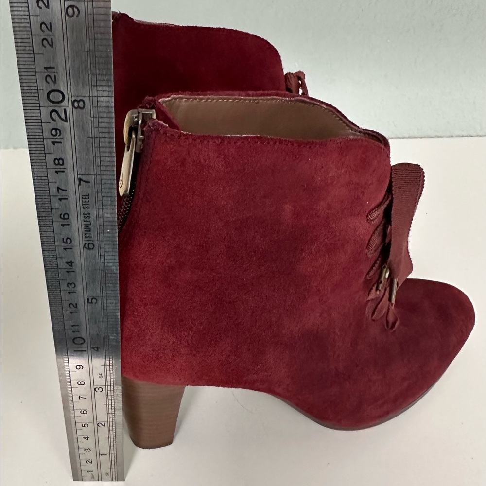 Adrienne Vittadini Rich Red Suede Ankle Boots - Picture 3 of 5